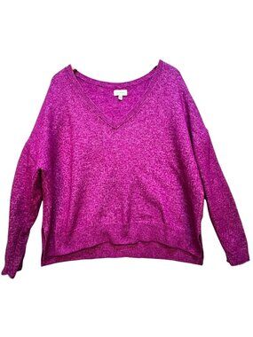Lucky Brand Women's V-Neck Pullover Sweater Long Sleeve Size XL Heathered Purple